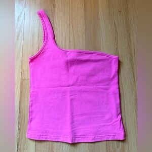 TNA One-Shoulder Tank Top in Bright Pink